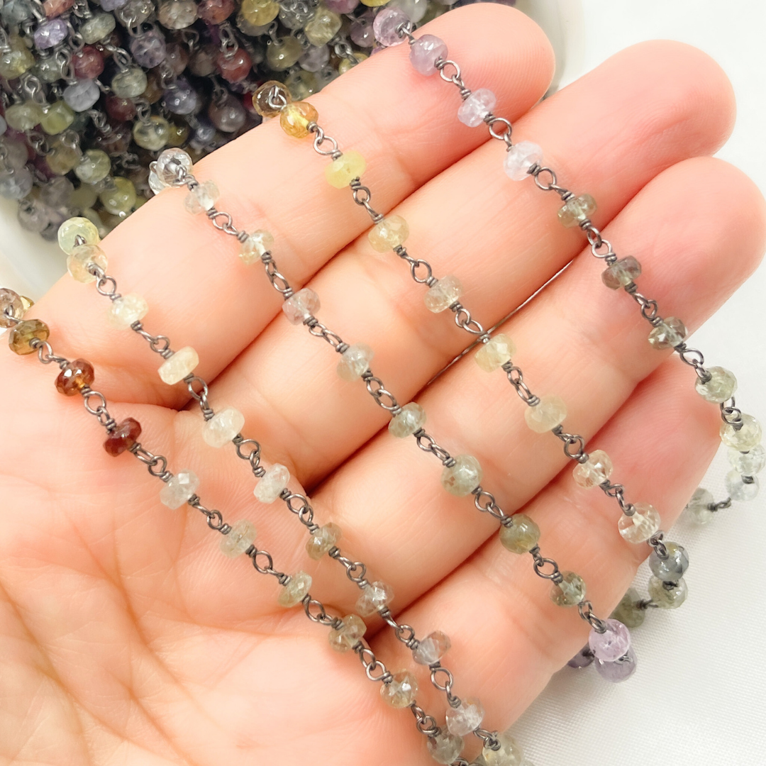 Multi Sapphire Ombre Oxidized Wire Chain. MSA14