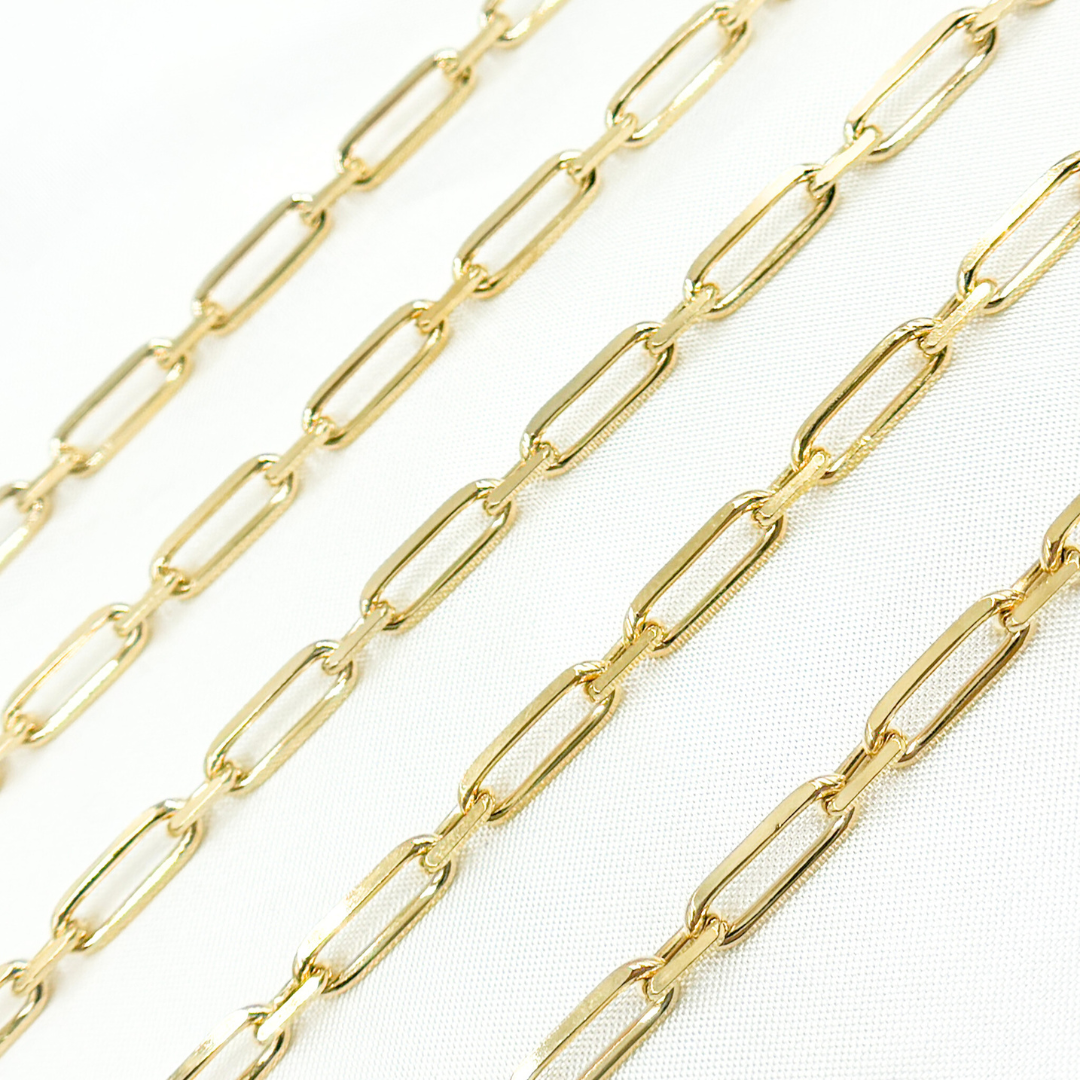 Z48GP. Gold Plated 925 Sterling Silver Diamond Cut Paperclip Link Chain