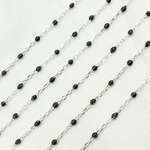 Load image into Gallery viewer, V203BKSS. Sterling Silver Black Color Enamel Chain
