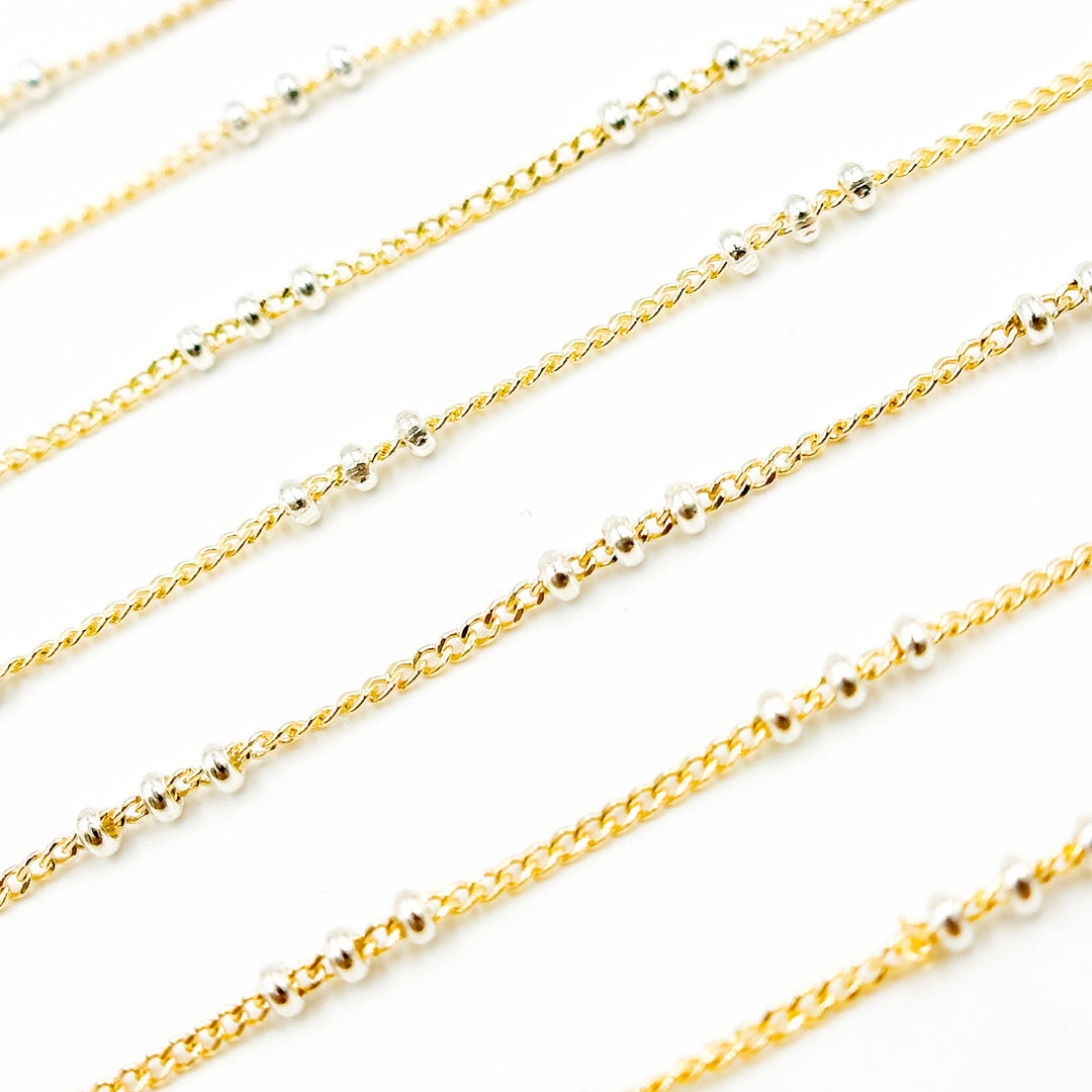 XM/S1327CF/29. 14k Gold Filled Curb Chain and 3 Sterling Silver Beads in Between