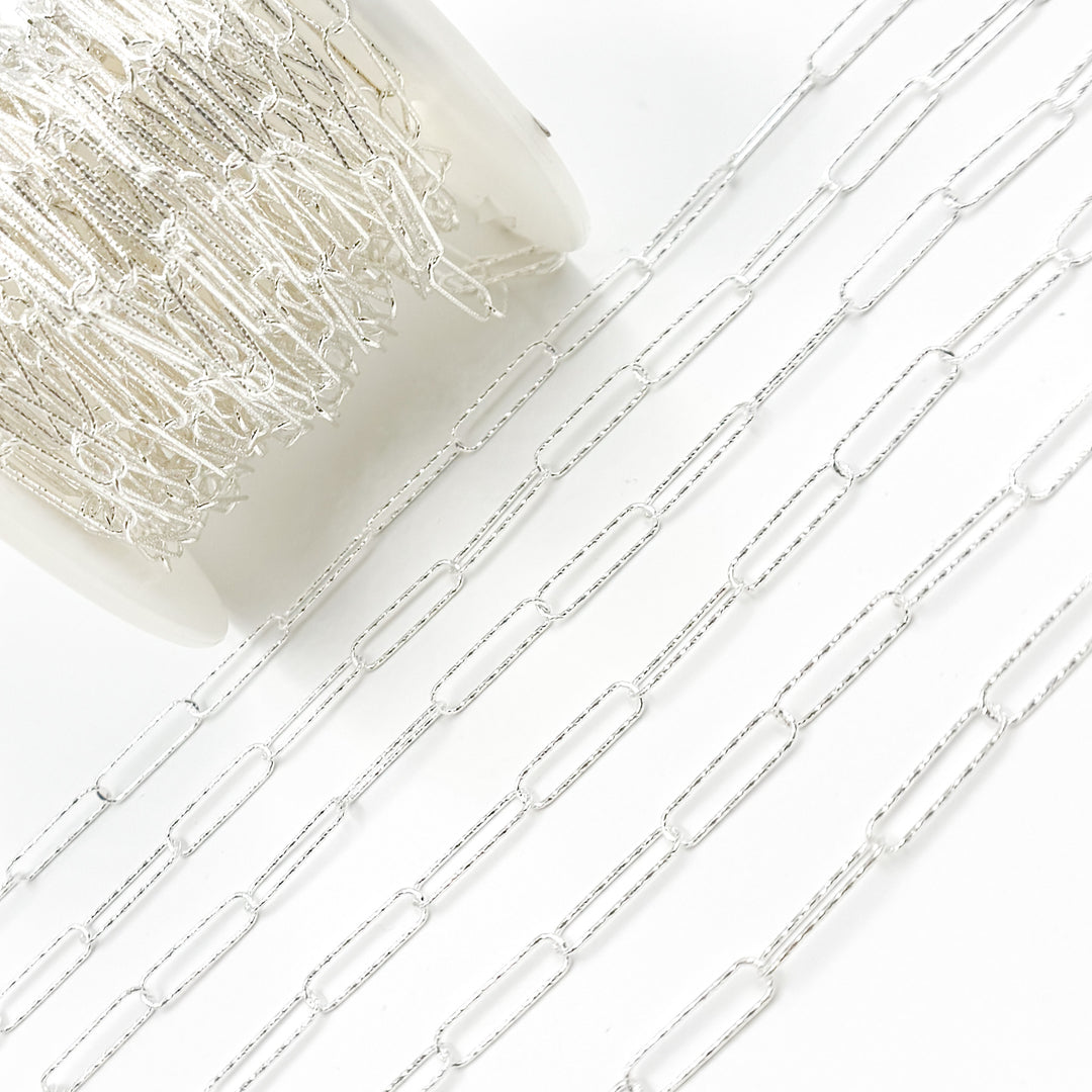 Sterling Silver Diamond Cut Paperclip Chain