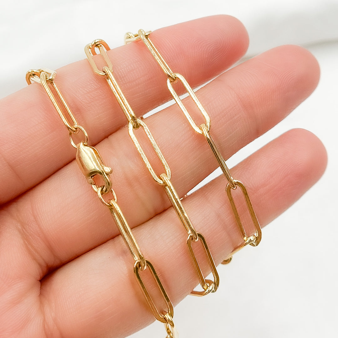 14k Gold Filled Flat Paperclip Finished Necklace. 4002GF Necklace