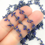 Load image into Gallery viewer, Lapis Lazuli Cluster Dangle Oxidized Wire Chain. LAP3
