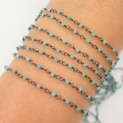 Amazonite Gemstone Round Shape Wire Wrapped