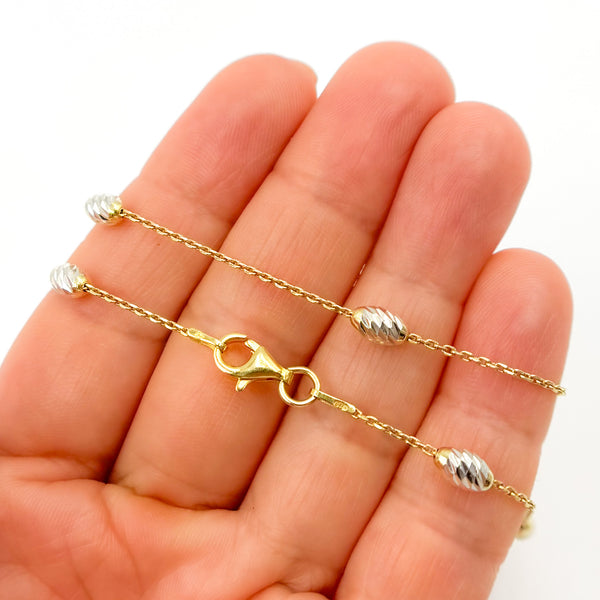 Gold Plated Sterling Silver Two-Tone Satellite Necklace