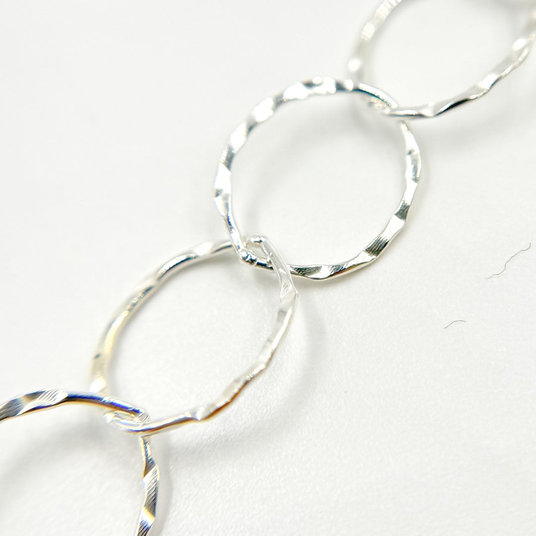 Sterling Silver Hammered Round Link Chain