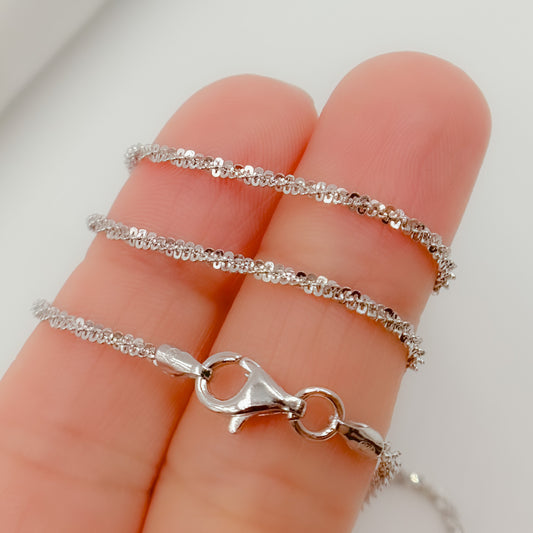 Sterling Silver Sparkle Glitter Margarita Diamond Cut Necklace Chain