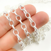 Sterling Silver Textured Oval Link Chain
