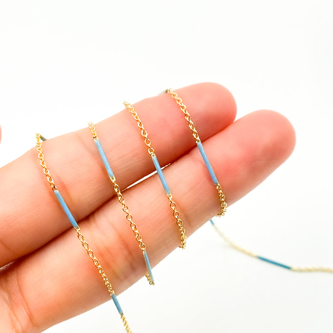 70/7796GF. 14k Gold Filled Enamel Bar Link Chain