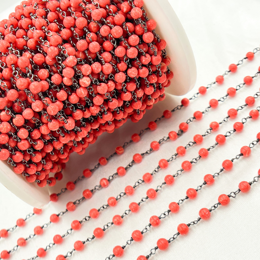 Red Coral Wire Wrap Chain