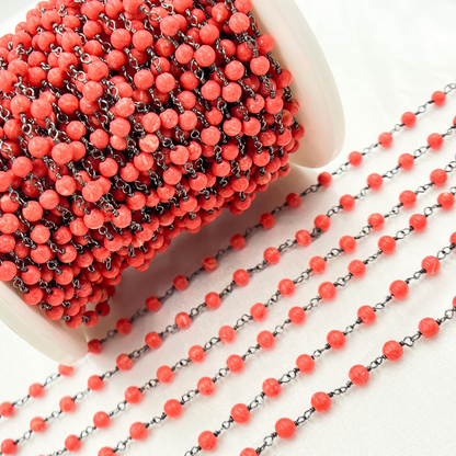 Red Coral Wire Wrap Chain