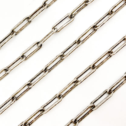 Oxidized Sterling Silver Matt Paperclip Chain
