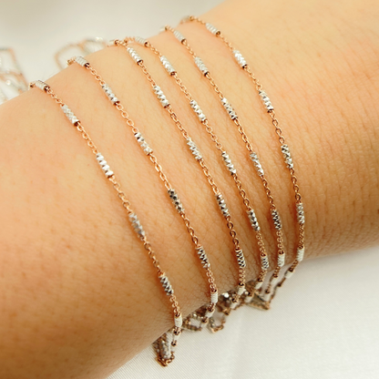 Rose Gold Plated Sterling Silver Satellite Diamond Cut Tube Chain