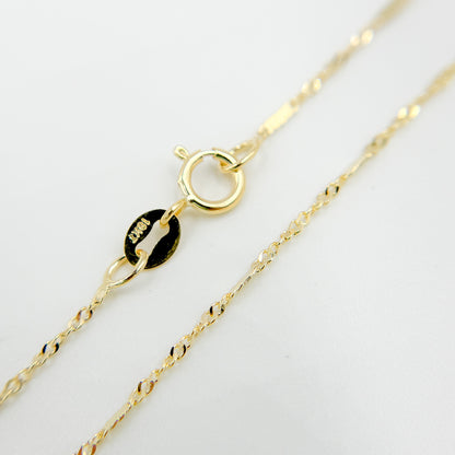 024GNBUSIT218K. 18K Yellow Solid Gold Flat Bar and Singapore Link Necklace