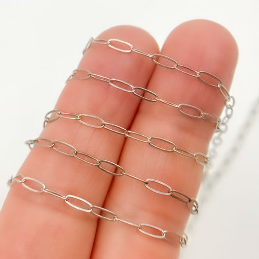 Oxidized Sterling Silver Flat Paperclip Chain