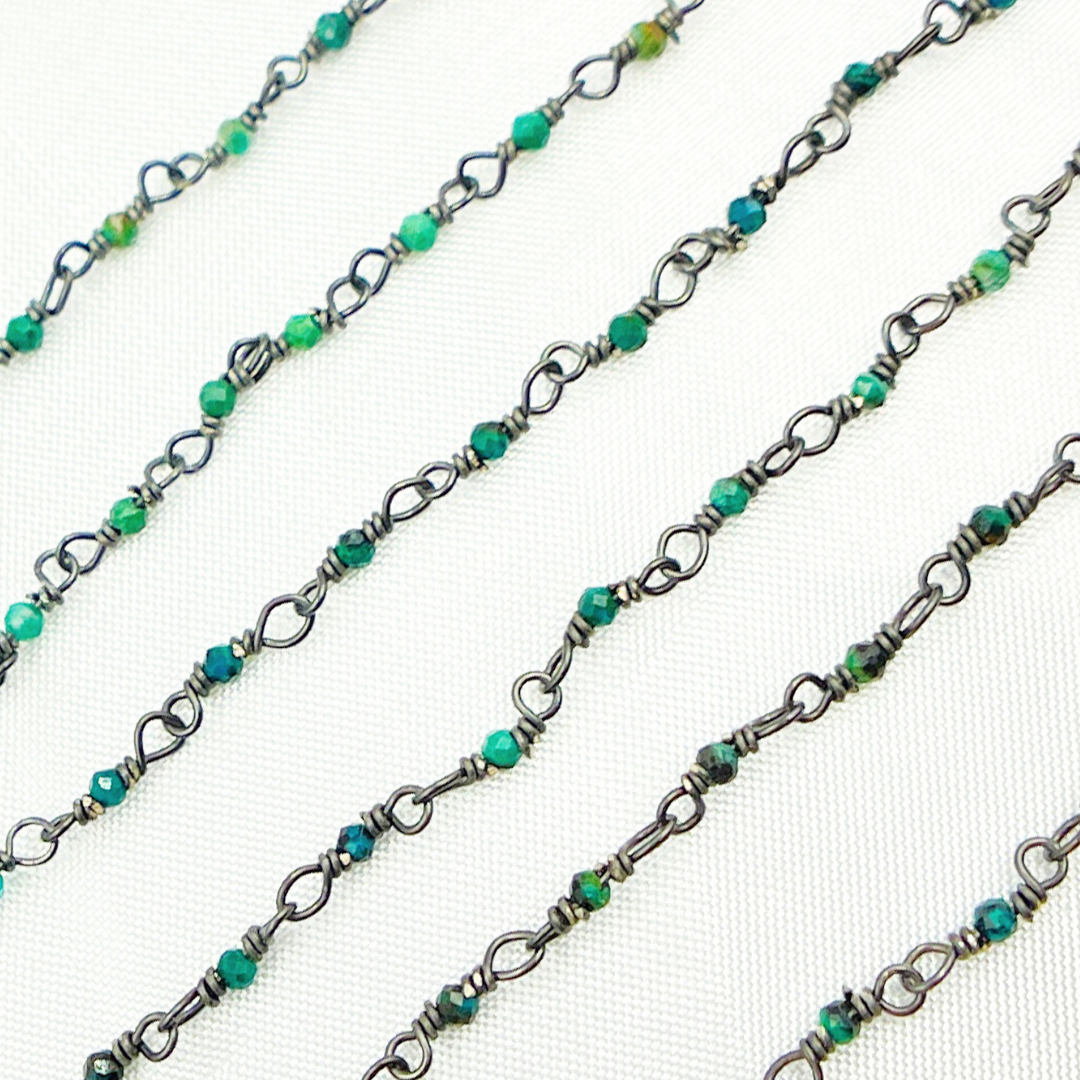 Chrysocolla Black Rhodium Sterling Silver Wire Chain
