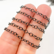 Black Rhodium Sterling Silver Round Link Chain