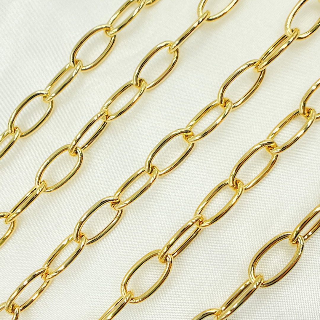Gold Plated Sterling Silver Smooth Oval Link Chain