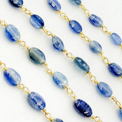 Kyanite Oval Shape Gold Plated Wire Chain.