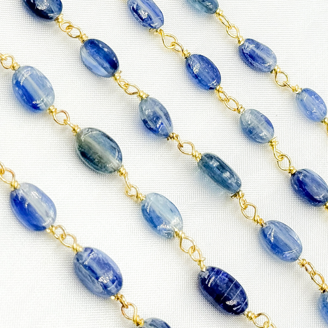 Kyanite Oval Shape Gold Plated Wire Chain. KYA5