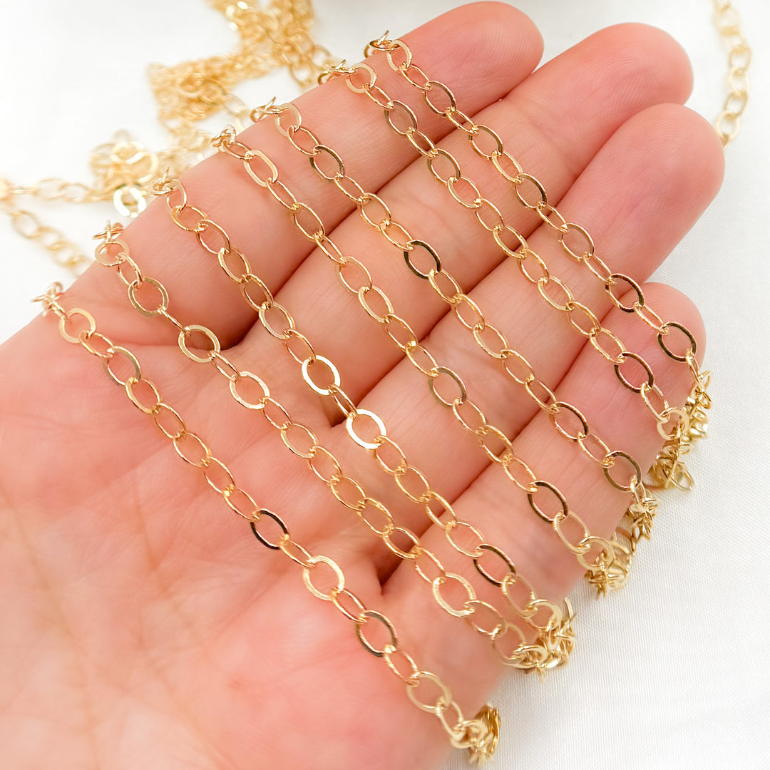 2207FGF. 14k Gold Filled Flat Round Link Chain