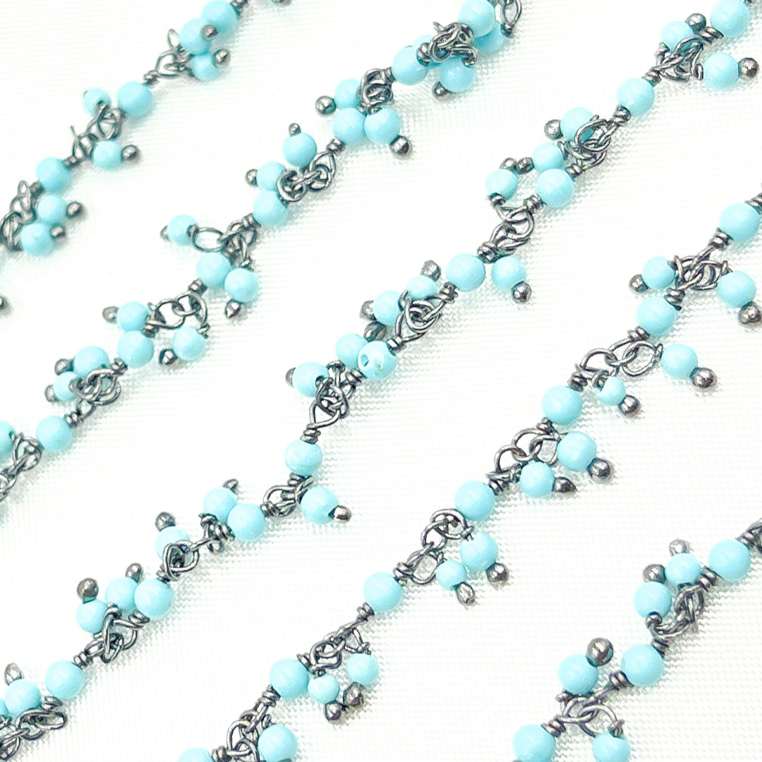 Turquoise Cluster Dangle Oxidized Wire Chain.
