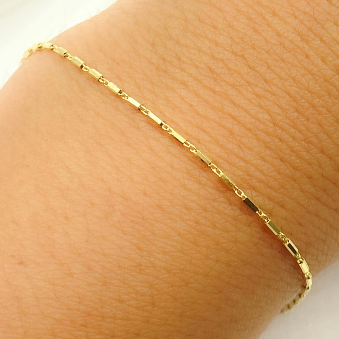 025R02E0TP0L8L Bracelet. 14k Solid Yellow Gold Bars Link Bracelet