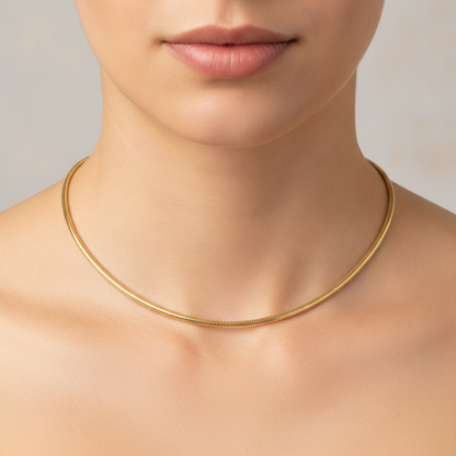 000HHY5594000. 14K Solid Gold Adjustable Round Choker Necklace