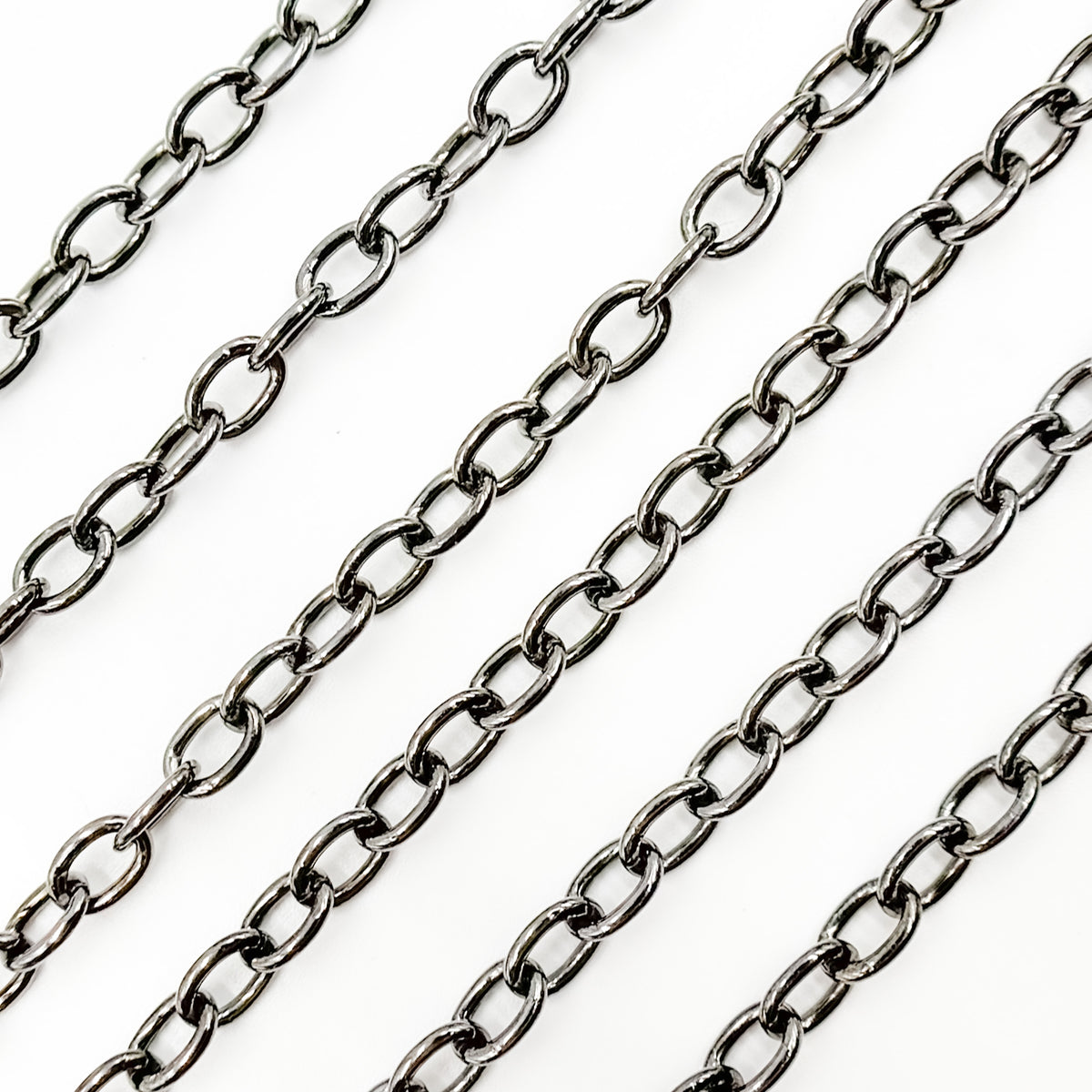 Black Rhodium Sterling Silver Black Rhodium Cable Chain