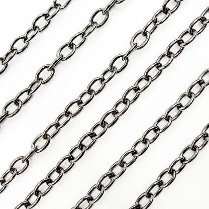 Black Rhodium Sterling Silver Black Rhodium Cable Chain