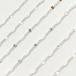 Load image into Gallery viewer, Sterling Silver White Color Enamel  Marina Link Chain
