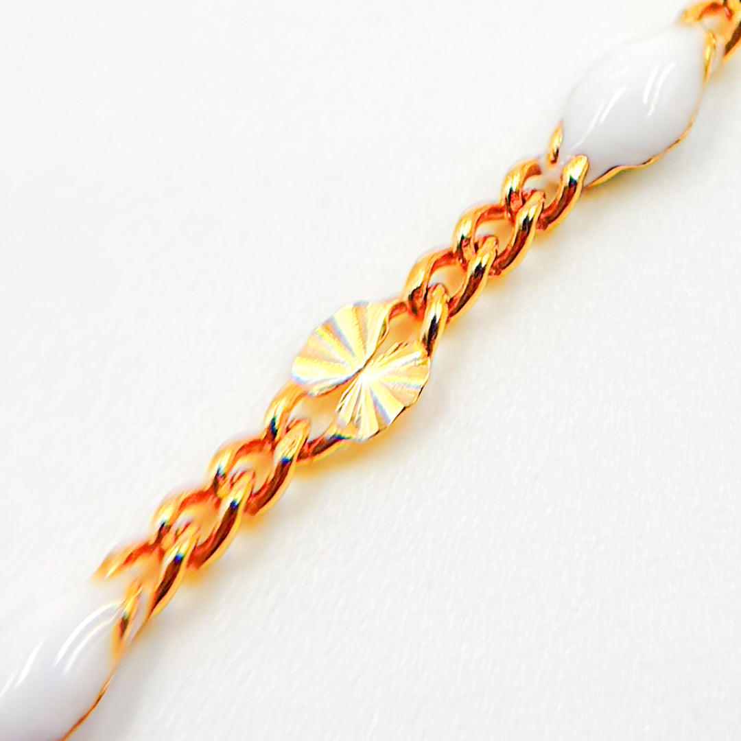 Gold Filled White Color Enamel Marina Link Chain