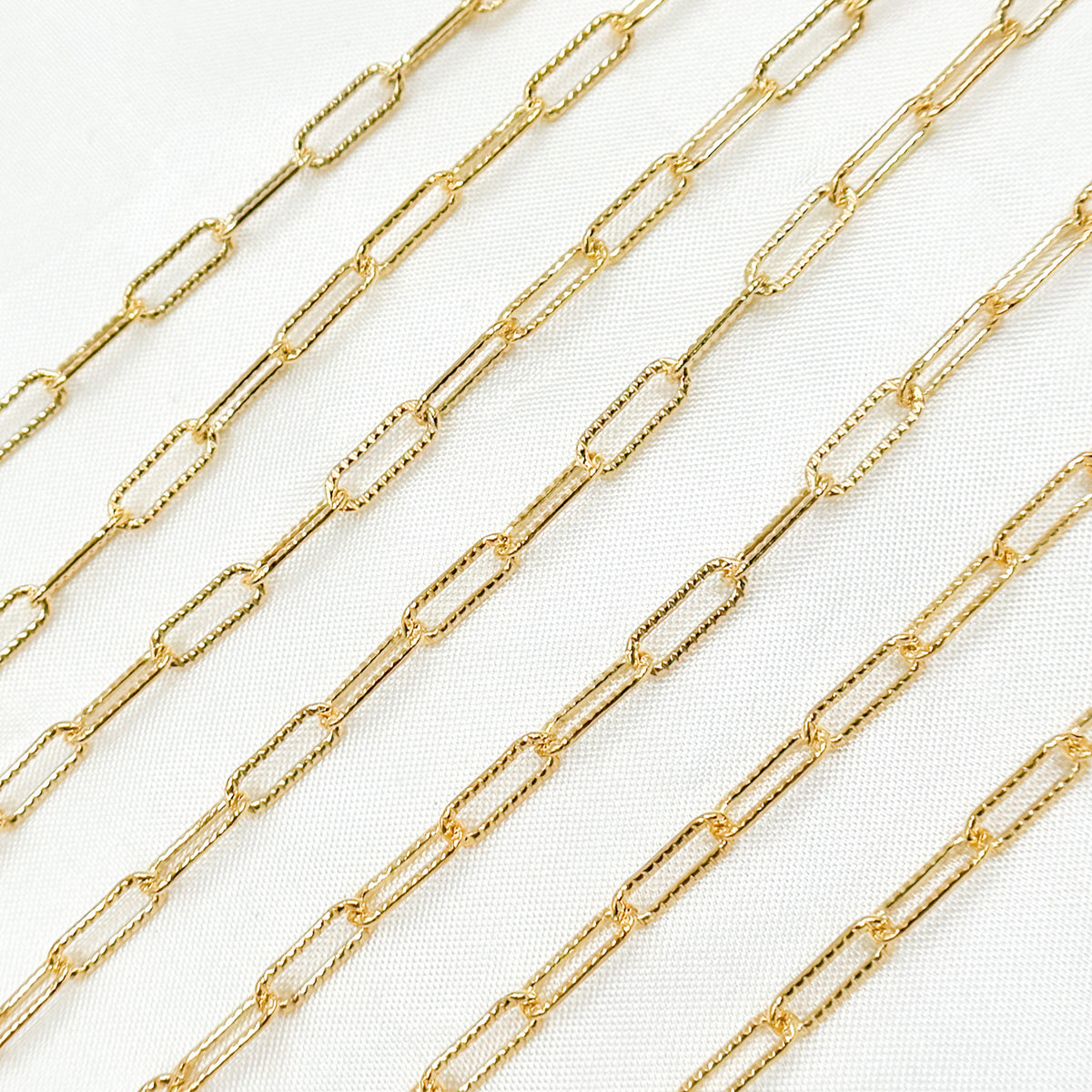 14K Gold Filled Hammered Paperclip Chain