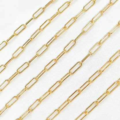 14K Gold Filled Hammered Paperclip Chain