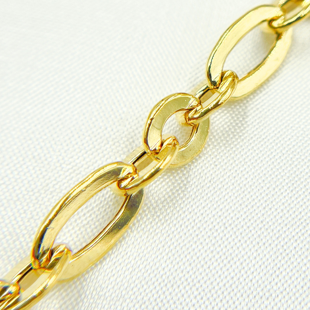 Gold Plated 925 Sterling Silver Short & Long Flat Oval Link Chain