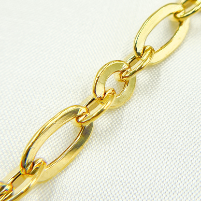 Gold Plated 925 Sterling Silver Short & Long Flat Oval Link Chain