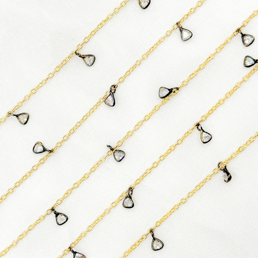 Cubic Zirconia Triangle 3mm Shape Dangle Chain