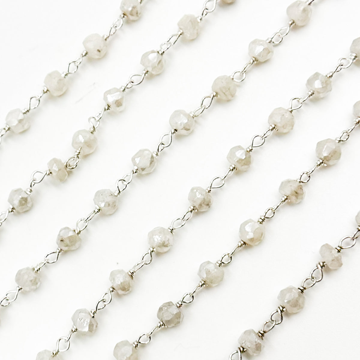 Coated Rainbow Moonstone Sterling Silver Wire Chain
