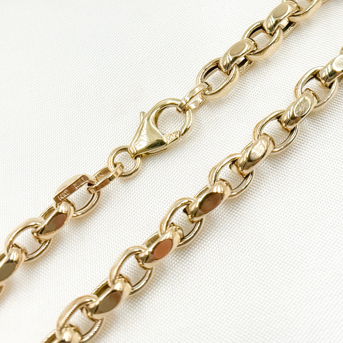 14K Solid Hollow Gold Cable Link Chain