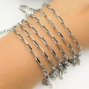 Oxidized 925 Sterling Silver Diamond Cut Cable Link Chain