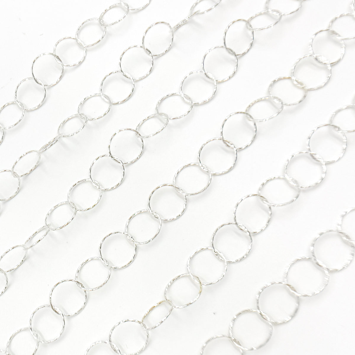 Sterling Silver Diamond Cut Round Link Chain