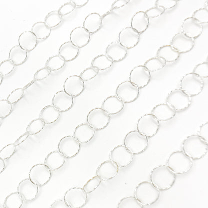 Sterling Silver Diamond Cut Round Link Chain
