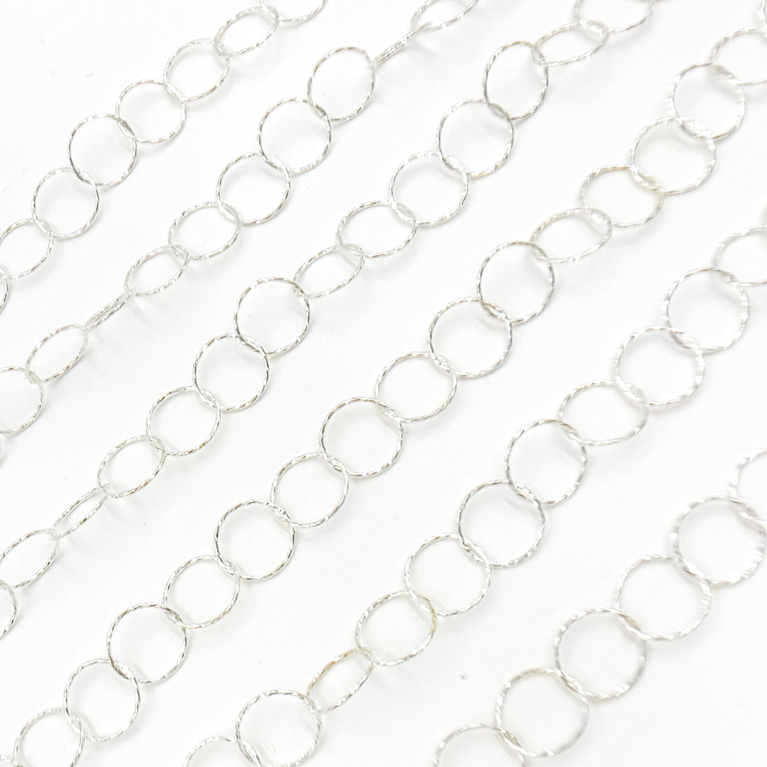 Y96SS. Sterling Silver Diamond Cut Round Link Chain