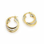 Load image into Gallery viewer, GER19. 14K Two-Tone Gold Hollow Hoop Earrings