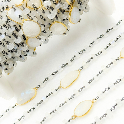 White Moonstone Oxidized Connected Wire Chain.
