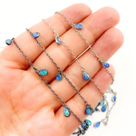 Load image into Gallery viewer, Created Blue Opal Tear Drop Shape Dangle Chain. CBO5
