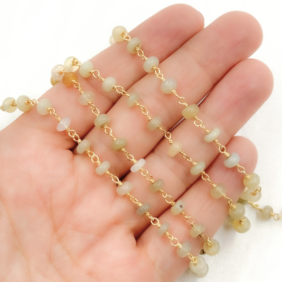 Ethiopian Opal Gold Plated 925 Sterling Silver Wire Chain