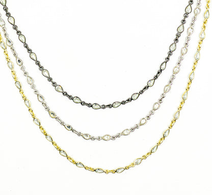 Cubic Zirconia Pear Shape Connected Chain.