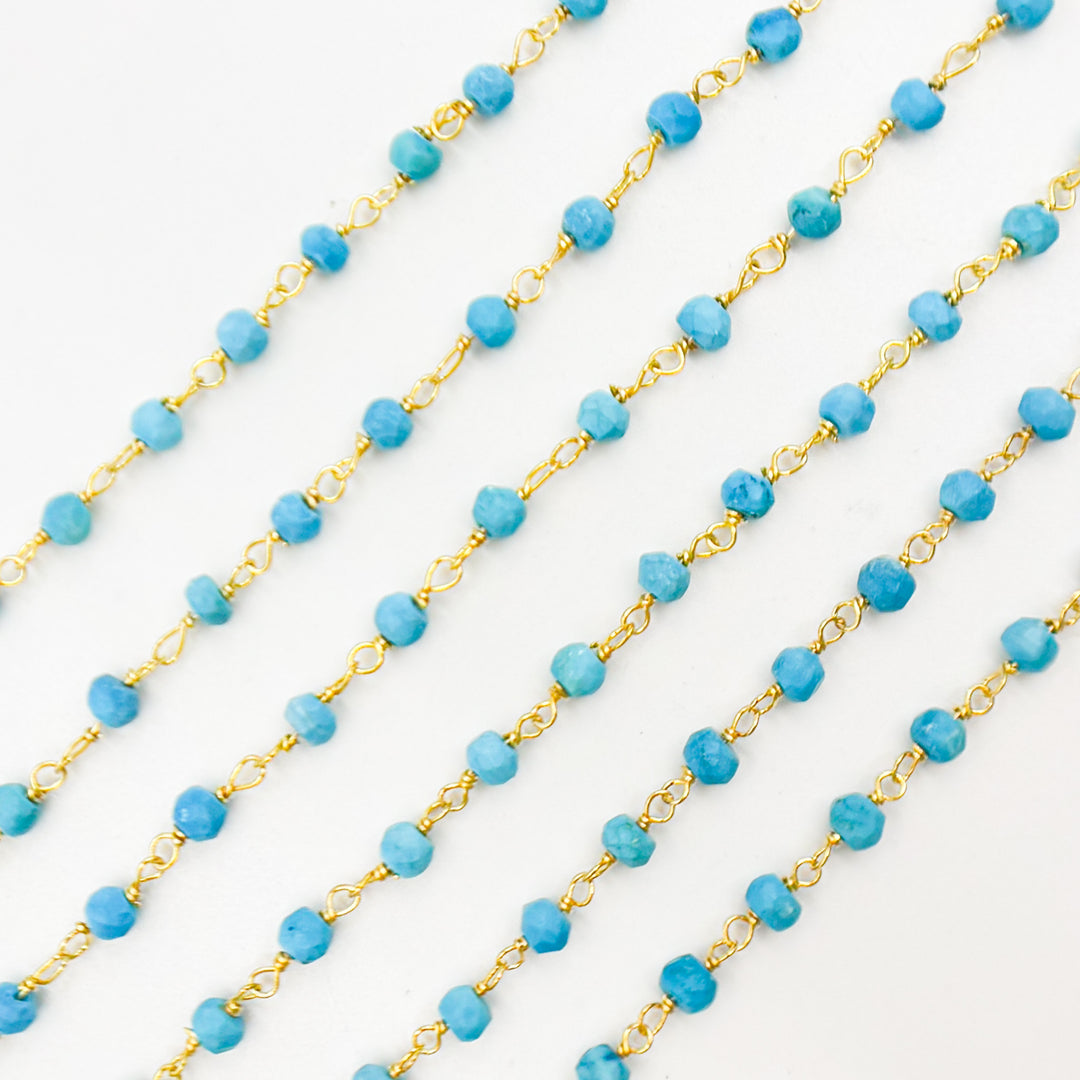 TRQ53. Gold Plated Sterling Silver Turquoise Wire Chain