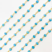 Gold Plated Sterling Silver Turquoise Wire Chain